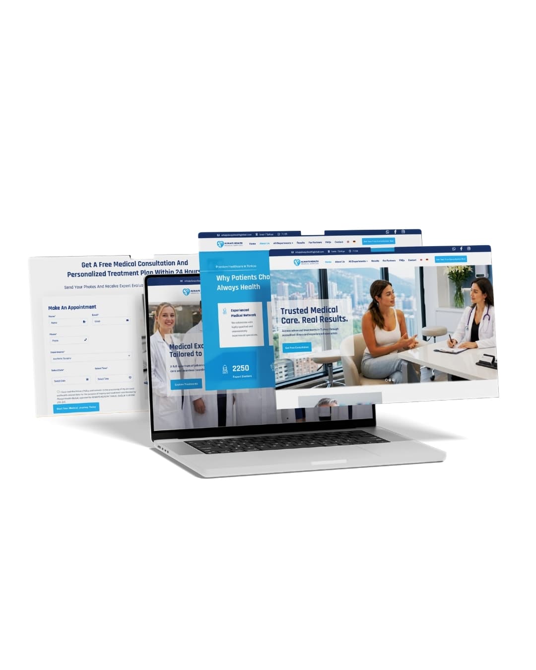 Dopa Creative tarafından tasarlanan Always Health sağlık turizmi web sitesi örneği
