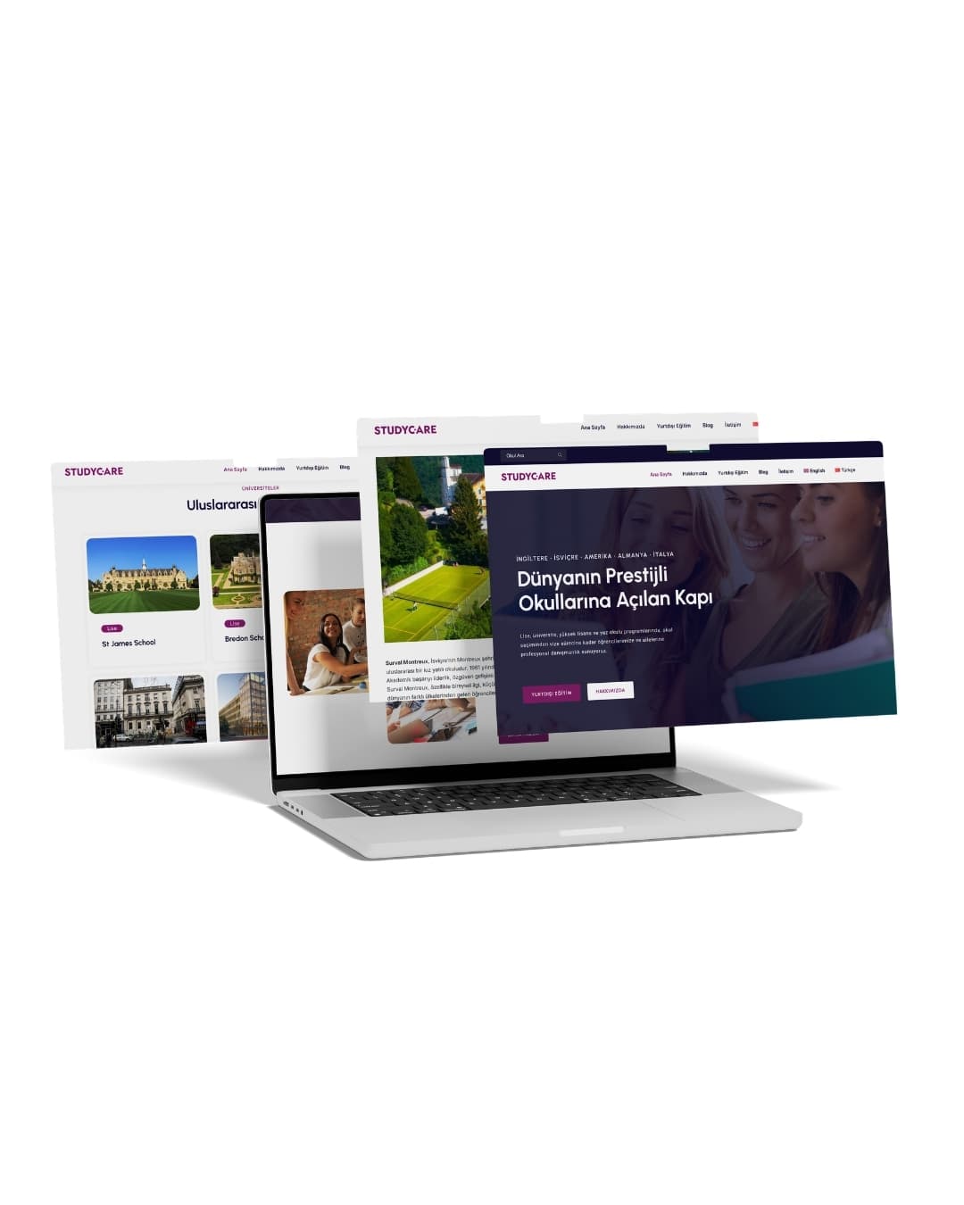 Dopa Creative tarafından tasarlanan StudyCare eğitim danışmanlığı web sitesi örneği